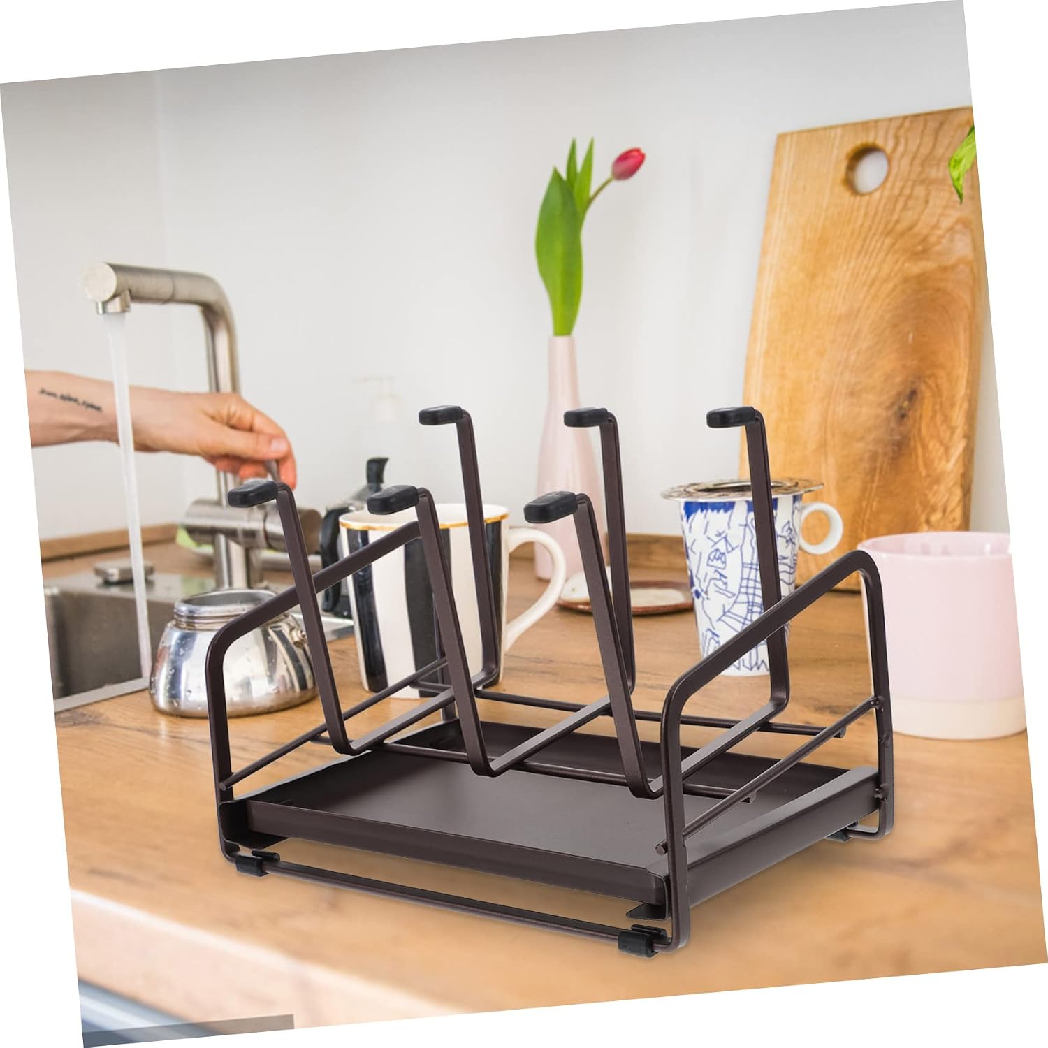 BESTOYARD Drying Rack for Kitchen Counter Iron Cup Holder Rack Tree Drain Feature