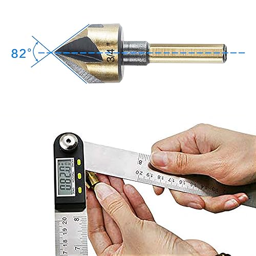 Miniatura 5 de Juego de brocas avellanadas, 5 piezas de acero de alta velocidad de 82 grados 5 flauta de 0.236 in de vástago redondo de 0.236 in, avellanado en