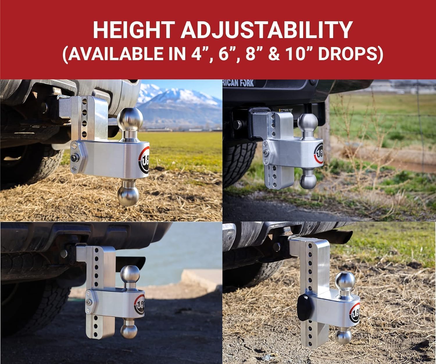 Weigh Safe LTB10-2, 10" Drop 180 Hitch w/ 2" Shank/Shaft, Adjustable Aluminum Trailer Hitch & Ball Mount, Stainless Steel Combo Ball (2" & 2-5/16") and a Double-pin Key Lock