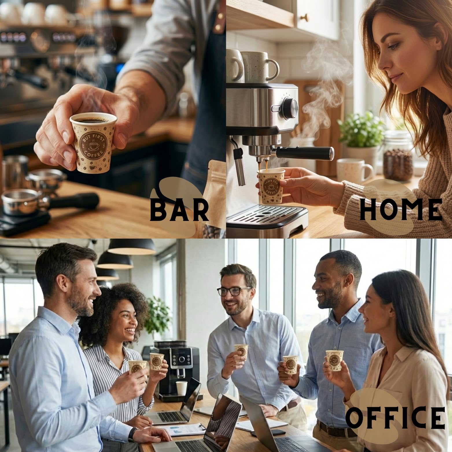 Vasos de papel para café, desechables, resistentes y reciclables, desechables, para llevar bebidas de café expreso, ideal para bares, oficinas, catering, eventos (70 ml/3oz (1000 unidades)