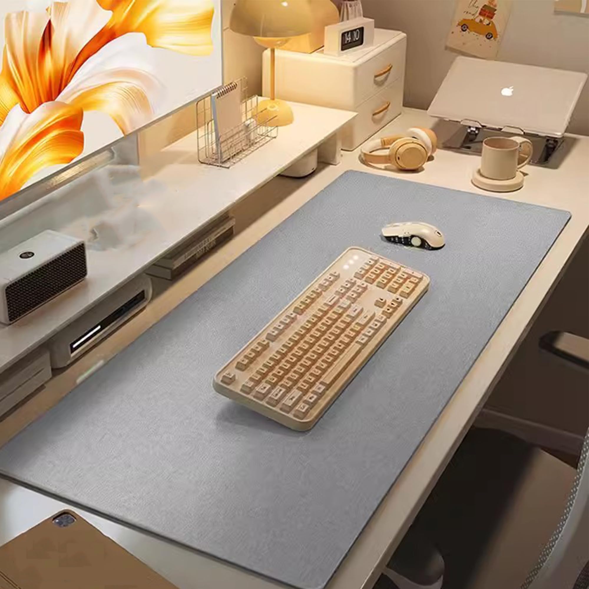 Rutschfeste Schreibtischunterlage, Schreibtischschutz, Baumwollleinen, Schreibtischunterlagen, Tischunterlagen, Laptop-Matte, Mauspads, große Computer-Pads für Zuhause, Büro, Arbeitszubehör (100 x 50