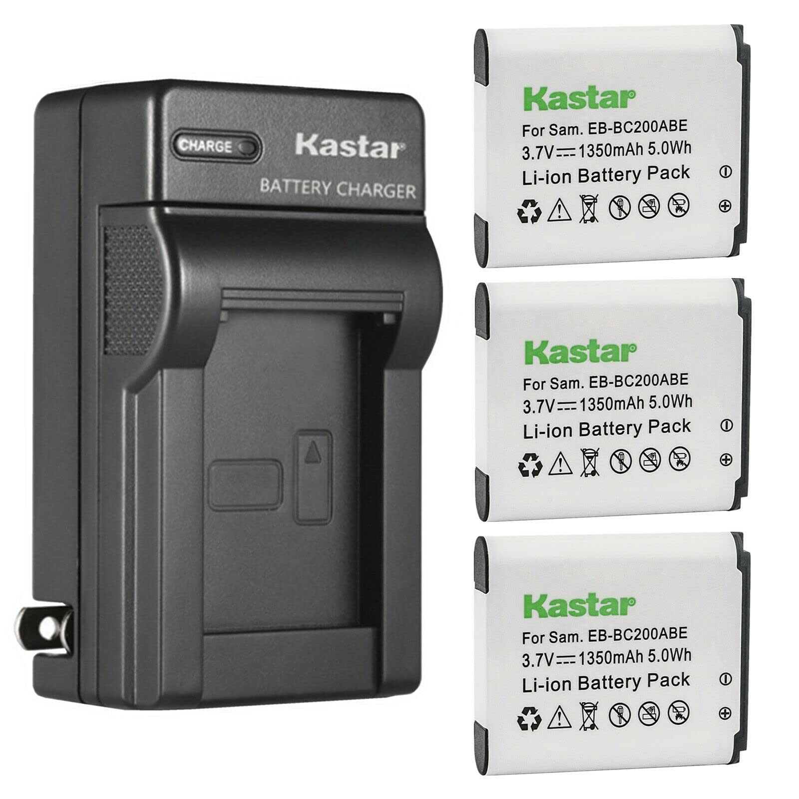 Kastar 3-Pack Battery and AC Wall Charger Replacement for Samsung Gear 360, SM-C200, SM-C200NZWAXAC, SM-C200NZWAXAR (US Model), MSIP-CMM-SEC-SMC200 (International Version)