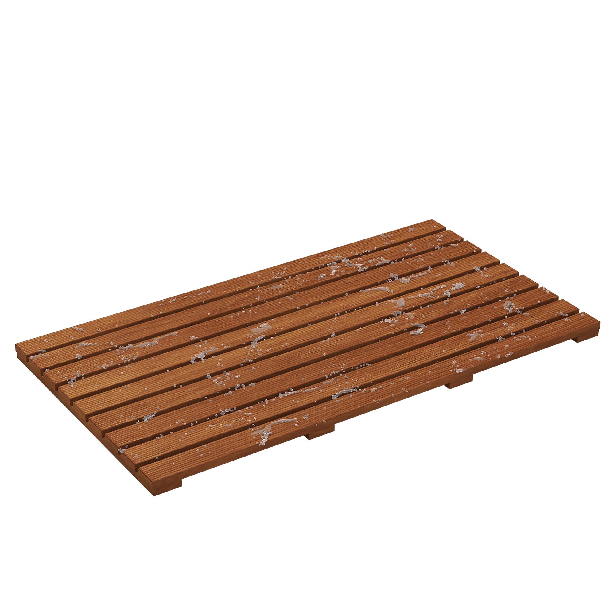 Caillebotis Douche en Bois de Teck - Caillebotis Salle de Bain et Extérieur, Antidérapant, 80x50 cm, 9 Planches en Teck Naturel, Drainage Rapide, pour Douche, Baignoire, Piscine et Terrasse