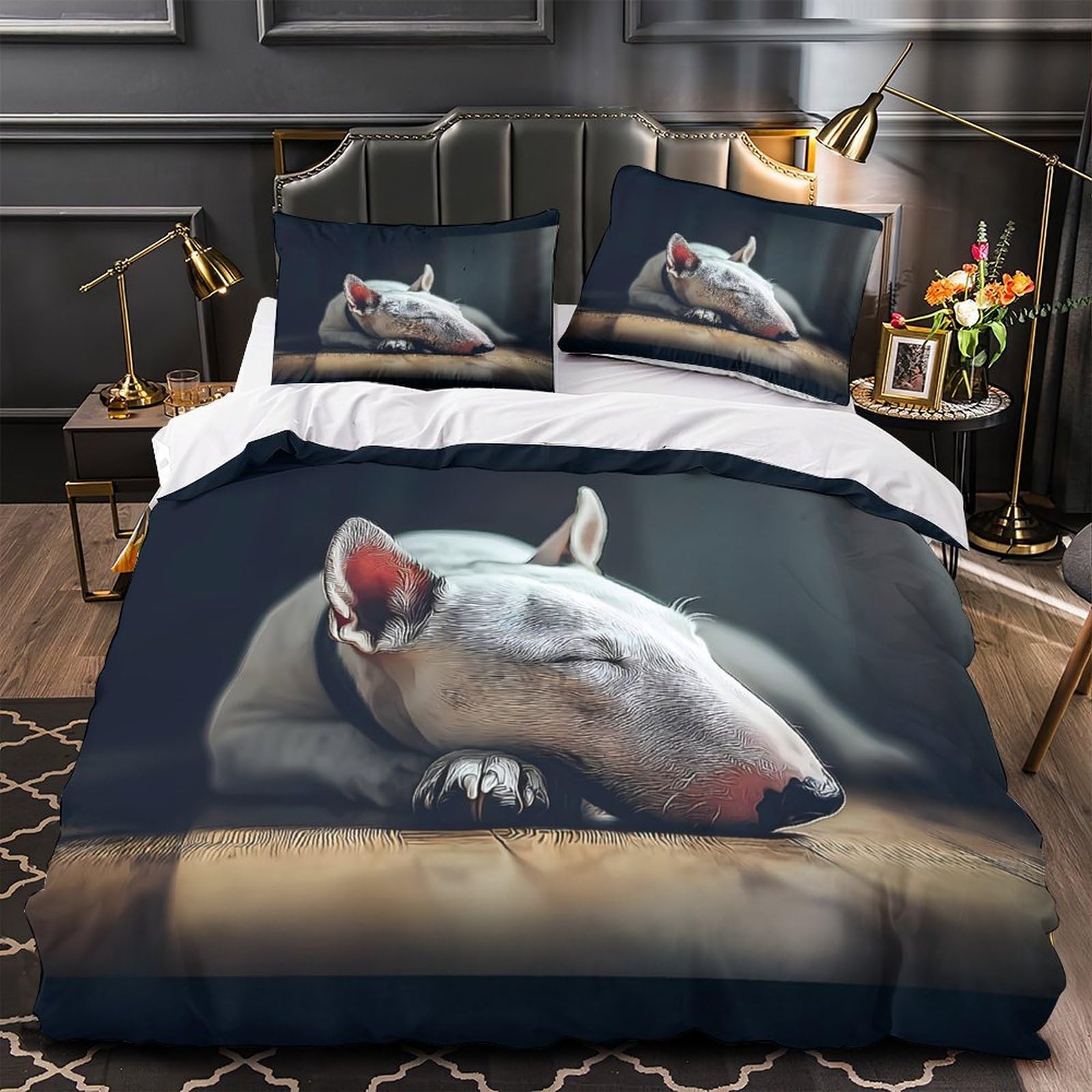 Parure de lit pour chambre d'ado style gothique rock housse de couette roses et crânes