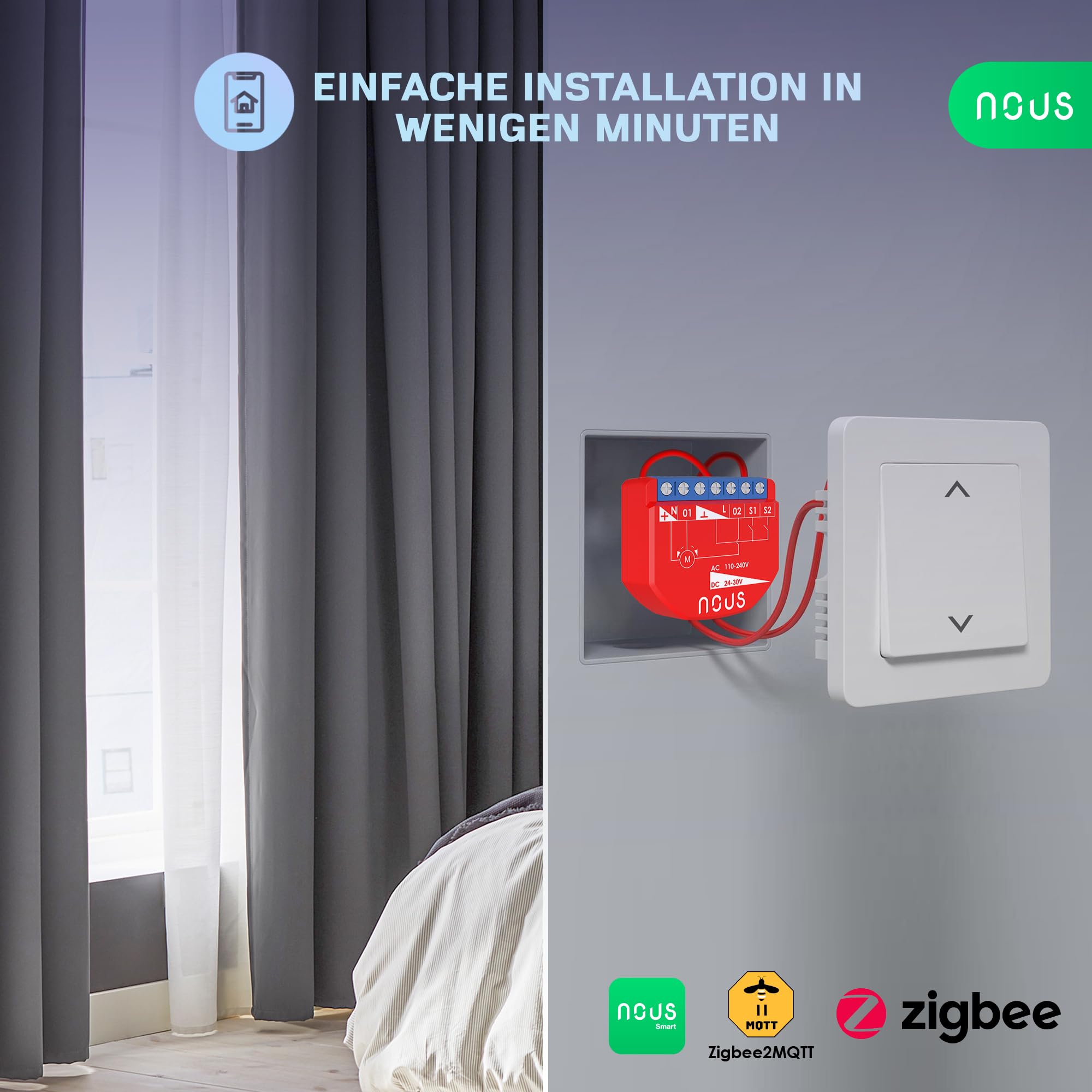 ZigBee Contrôleur intelligent aveugle, AC 16A/DC 10A, passerelle ZigBee 3.0 requise, compatible avec Alexa, Google Assistant, Zigbee2MQTT, Home Assistant, Tuya Smart Life, contacts secs