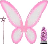 Vista 10 de Funcredible Alas de disfraz naranja, varita de estrella y purpurina – Juego de accesorios de cosplay para adultos y Halloween