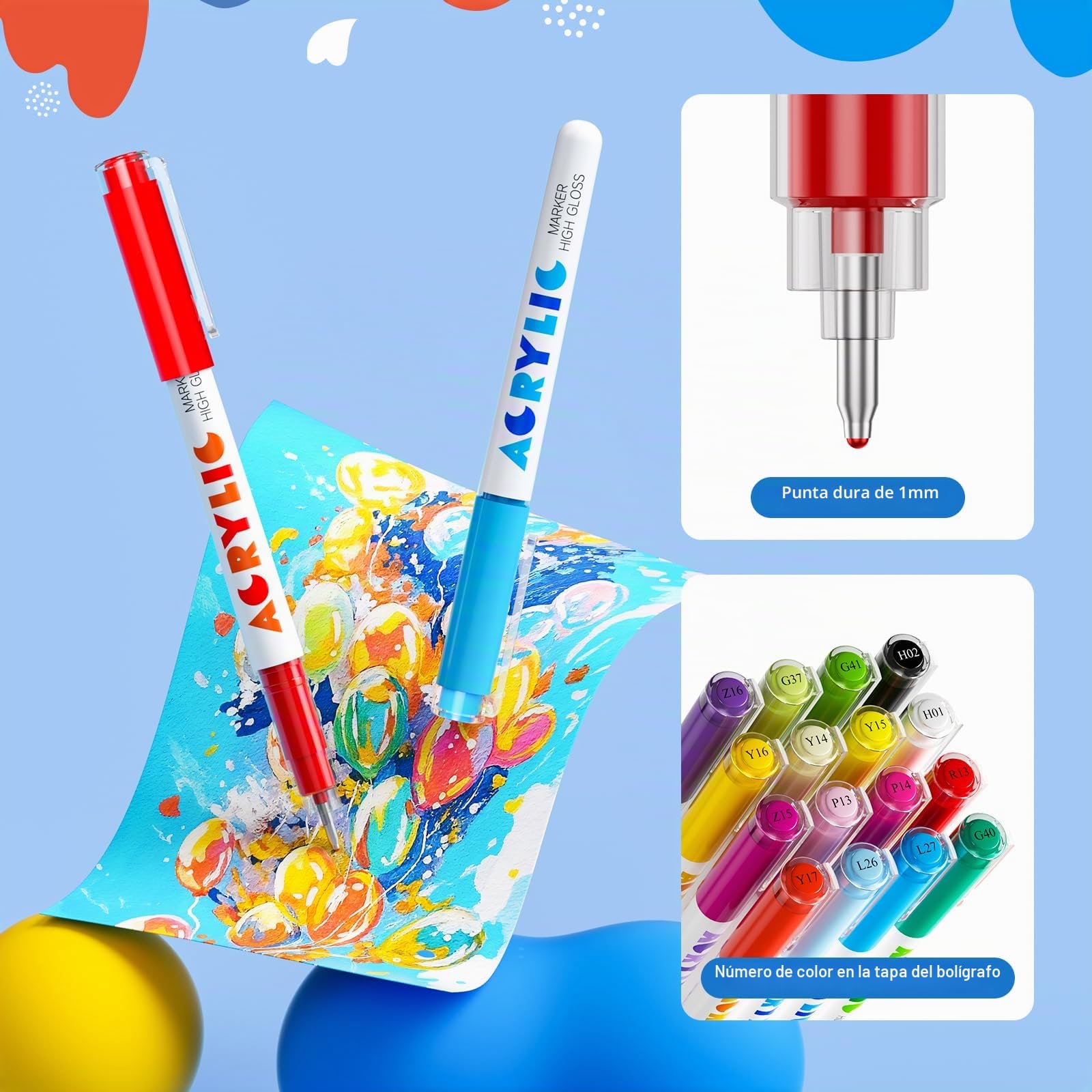168 Colores Rotuladores Acrilicos con Punta Dura de 1 mm