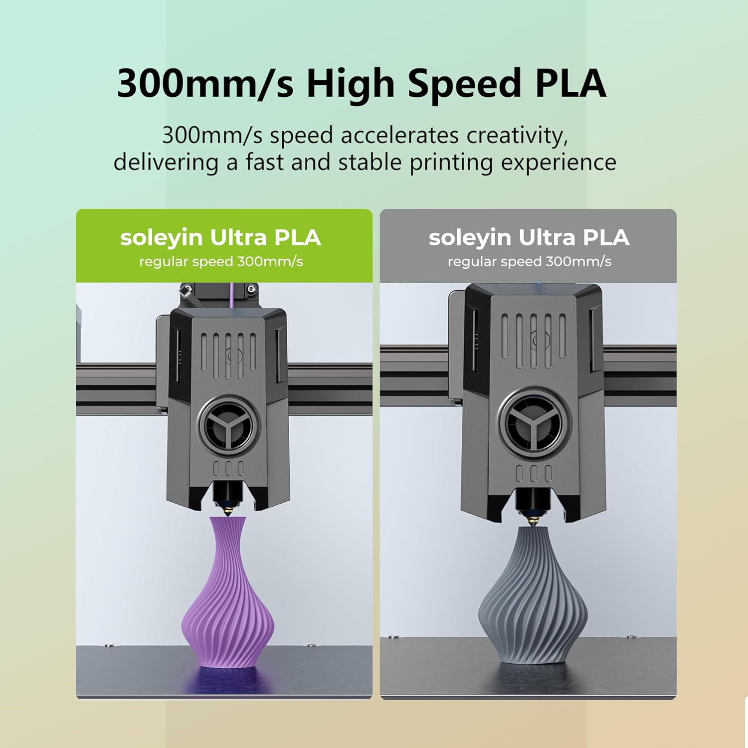 Soleyin Ultra PLA 3D Printer Filament PLA Filament 1.75mm, High Speed 30-300mm/s Dimensional Accuracy +/- 0.02mm, Fit Most FDM 3D Printers, 1kg Spool (2.2lbs) (Matte White)