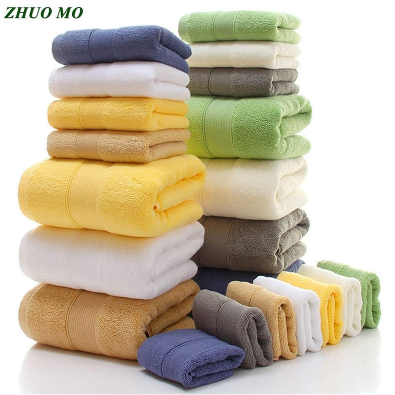 MFLASMF Set Di Asciugamani In Cotone Egiziano Pesante A 3 Pezzi, Set Di Asciugamani Da Bagno, Asciugamano Per Il Viso, 650 G, Assorbente Per L'acqua, Giallo - Foto 4