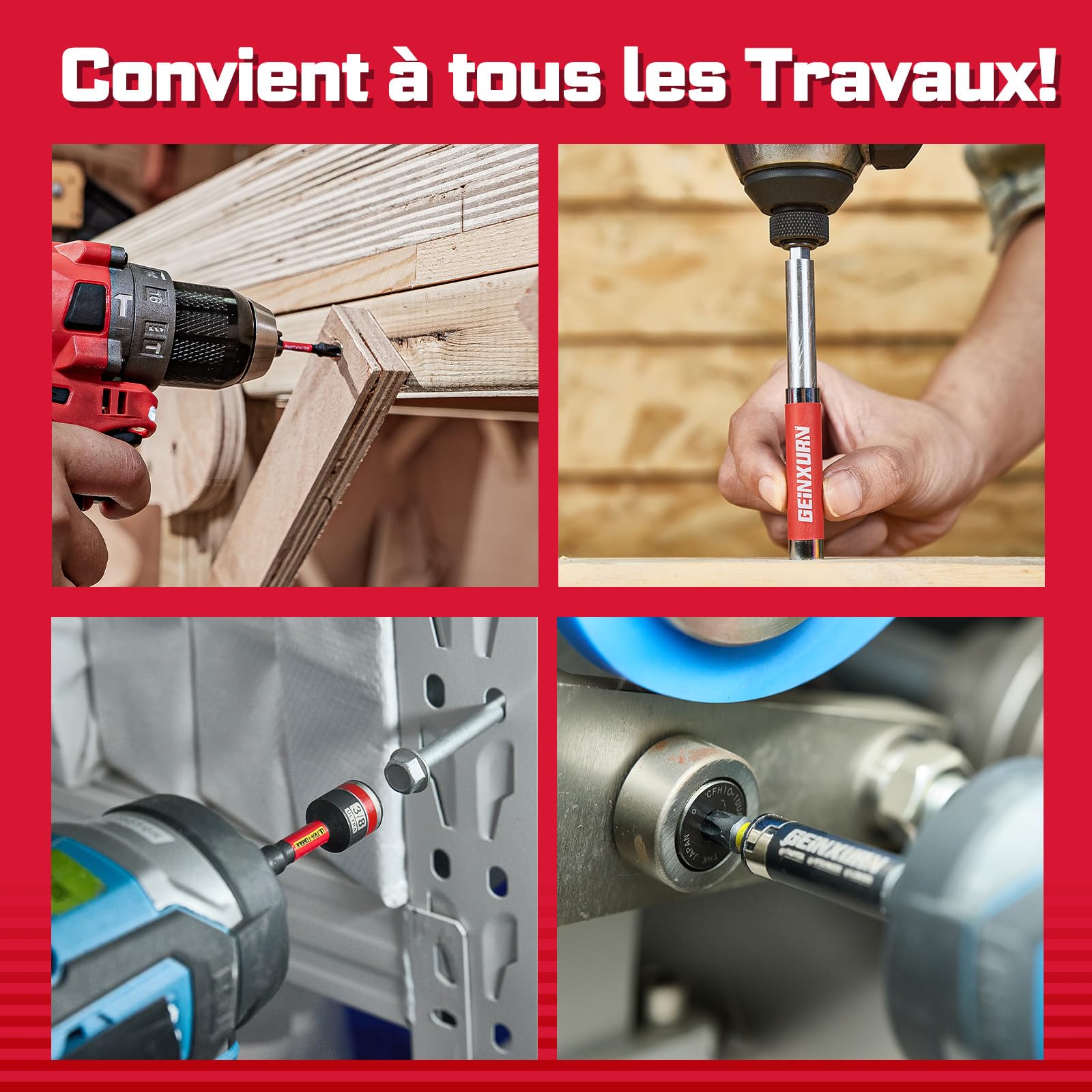 Geinxurn Lot de 99 Embouts de Vissage (Torx, Cruciforme, PZ, Hex, SL), en Acier S2 Magnétique, avec Porte-embout, Adaptateur, Clé à Douille, Embout PH2 avec butée de profondeur avec Boîte de Gris