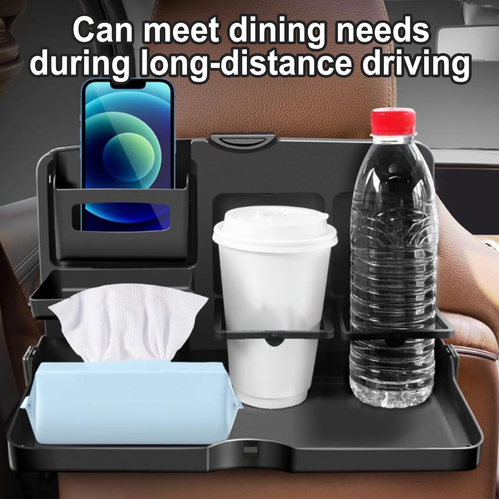 Bandeja para Asiento Trasero,Mesa para Asiento Trasero de Coche | Bandeja Plegable portátil para Comer en el Coche - Bandeja Ajustable para Asiento de Pasajero, Escritorio Ajustable para
