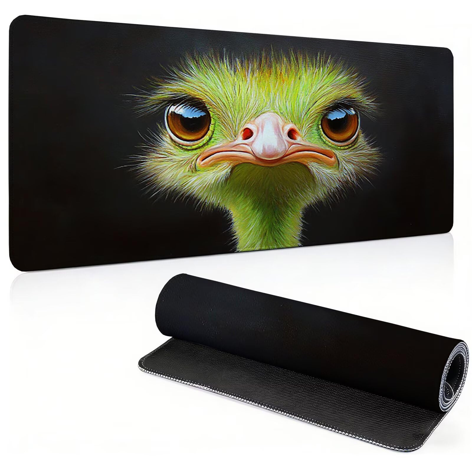 Tappetino Mouse Gaming, 1200x600mm Tappetino Mouse XXL nero 0c0-286 | Mouse Pad Grande, Ottimizzato per i Sensori da Gioco, Migliora Precisione e Velocità, per Mac e PC, struzzo