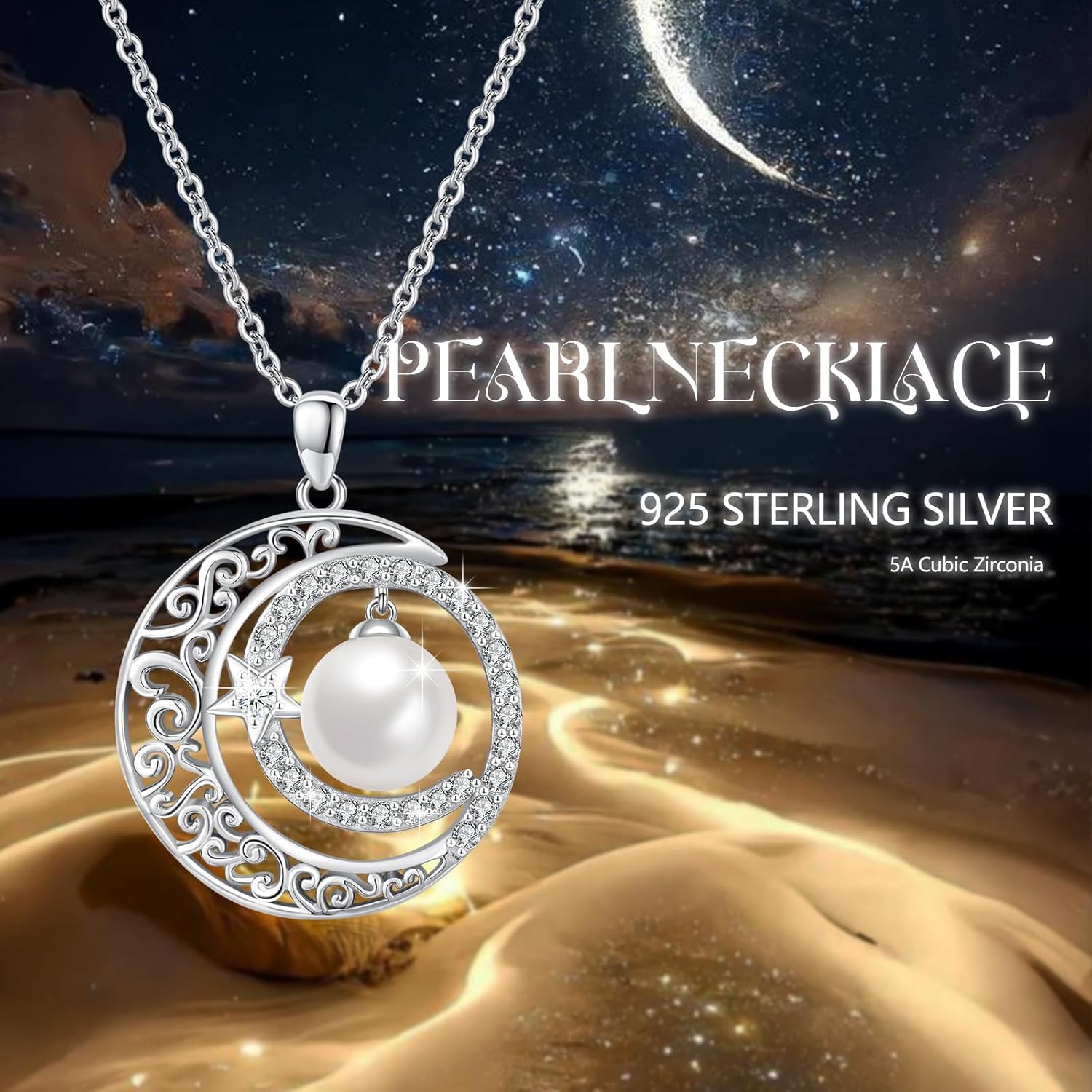 Women Necklace 925 Sterling Silver Moonstone/Turquoise/Crystal/Pear/Opal/Moon/Pineapple Necklace for Women - Image 3