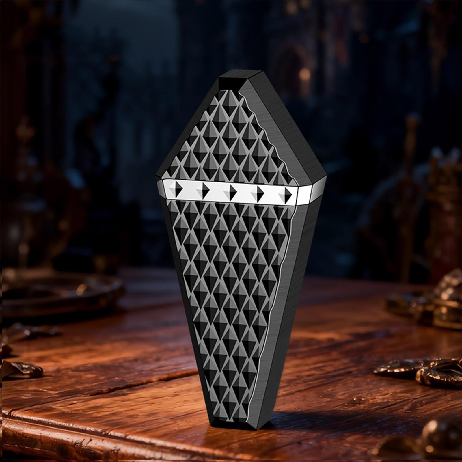 Vintage Embossed Dual Flame Butane Lighter, Refillable Switchable Jet & Soft Flame Pocket Lighter for Camping(Black)