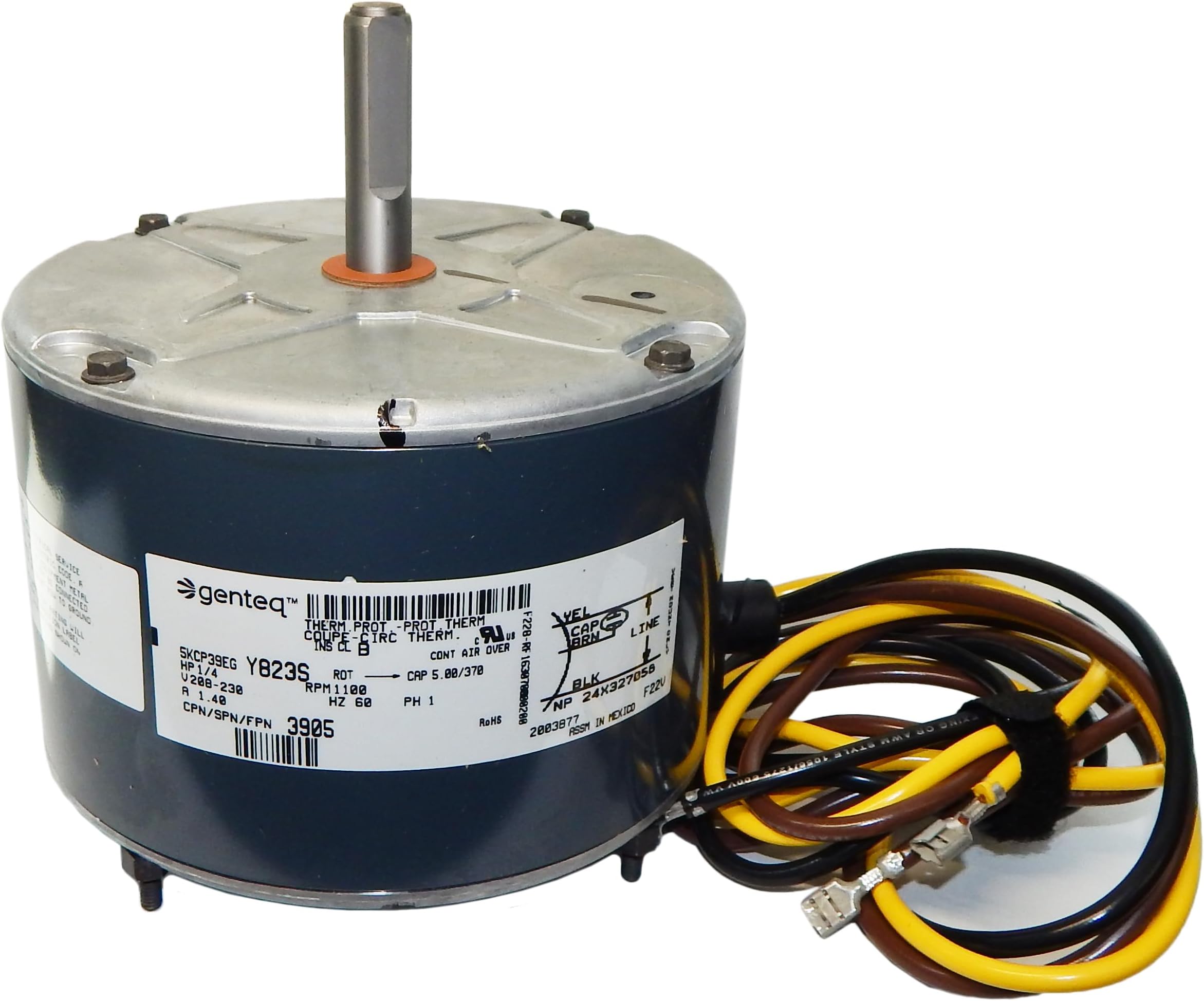 OEM Condenser Motor, Fits Carrier, 1/4 HP 1100 RPM, 208-230V, # G3905 Motor Replaces Part #s HC39GE237A, 5KCP39EGY823S