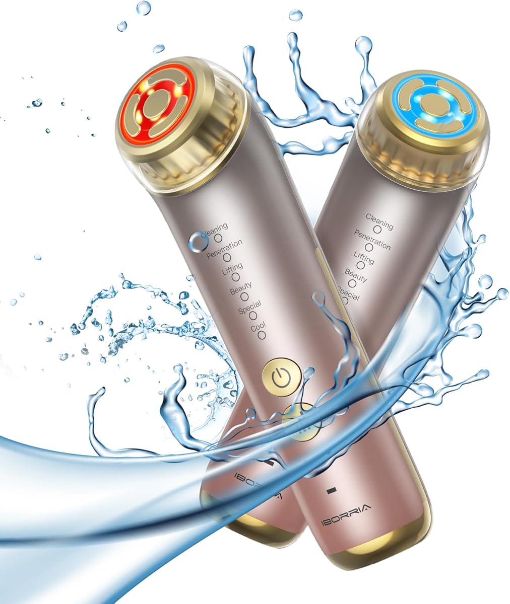 IBORRIA LED Therapy Wand, Facial Radio Frequency Device, 6 in-1 High-Frequency EMS Facial Device with R-F Function, Anti-Aging Anti-Wrinkle Facial Massager, Deep Cleansing at Home for Skincare