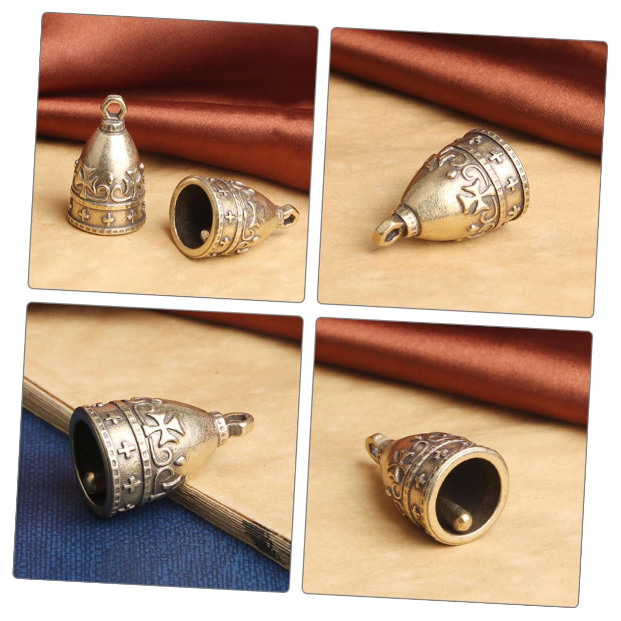 BESPORTBLE 4 Set Rame Invecchiato Vintage Campanelli Eolici Fai da Te Tromba Ciondolo Campana in Rame 4 Pezzi (Antico Invecchiato) Anello Pendente Hanger Cloche 4 Pezzi * 4