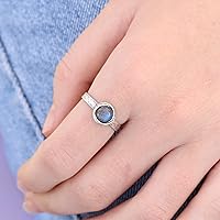 Vista 72 de Anillo de plata de ley con piedras preciosas para mujer, anillo apilable de piedra martillada, anillo de piedra natal