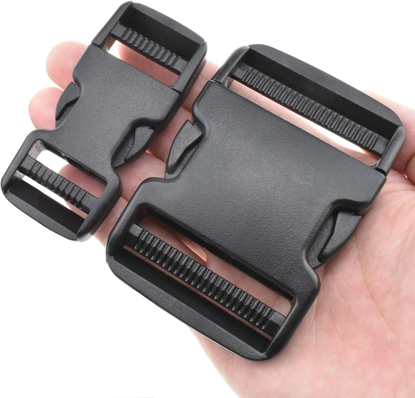 SGH Pro Quick Side Release Buckles Clips Snaps Dual Adjustable No Sewing 2' and 1 Wide Set Heavy Duty Plastic 4 Pack Replacement for Nylon Webbing Strap Boat Cover Backpack Fanny Pack Belt Collars
