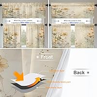 Vista 462 de Cenefas de cocina modernas con patrón de cobre marrón dorado para ventanas, cenefas opacas abstractas de marcas de arañazos y cortinas opacas