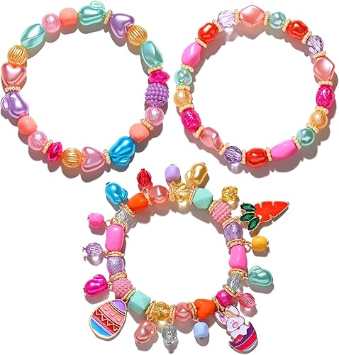 Juego de 3 pulseras de Mardi Gras para mujer, con purpurina, máscara de flor de lis, sombrero de bufón, pulseras elásticas con cuentas para trajes