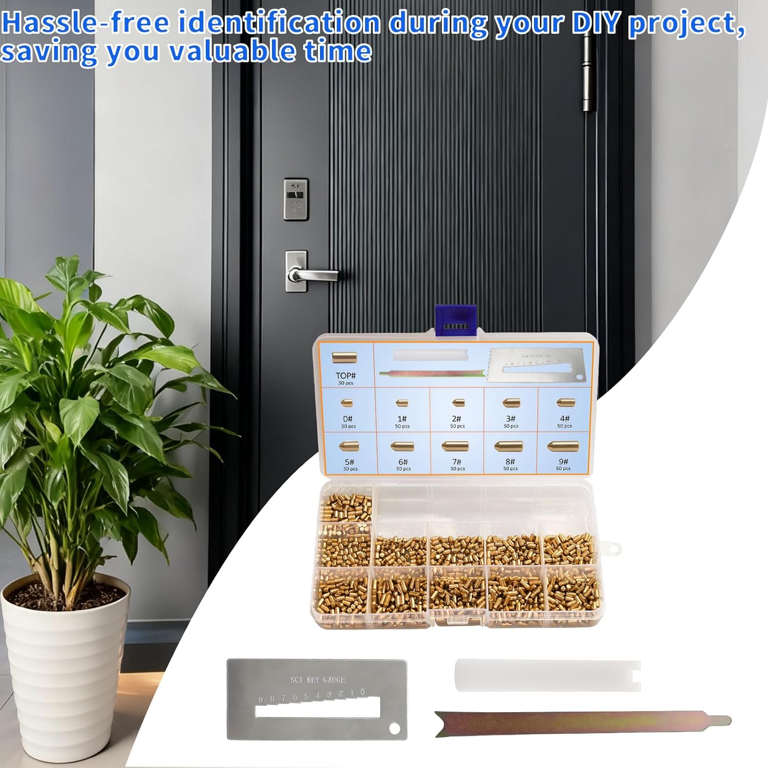 SC1 SC4 Keyway Rekey Kit Compatible with Schlage, Complete DIY Lock Rekeying Set for Home Security and Door Locks (Bottom Pins 0-9, 50 Each)