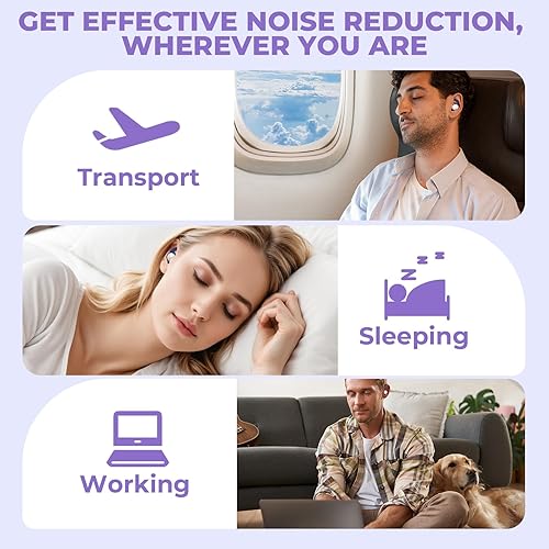 Miniatura 13 de NRR33dB - Tapones para los oídos para dormir, bloqueo de ronquidos, viajes, 2 pares de tapones para los oídos reutilizables lavables de silicona