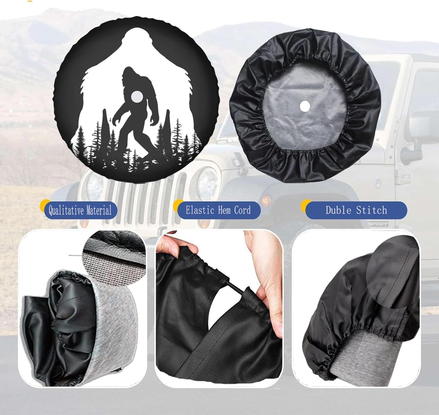 Camping Spare Tire Cover with Backup Camera Hole Universal Fit for Wrangler Rv SUV Truck Travel Trailer JL, Waterproof Dust-Proof Leather Wheel Protectors
