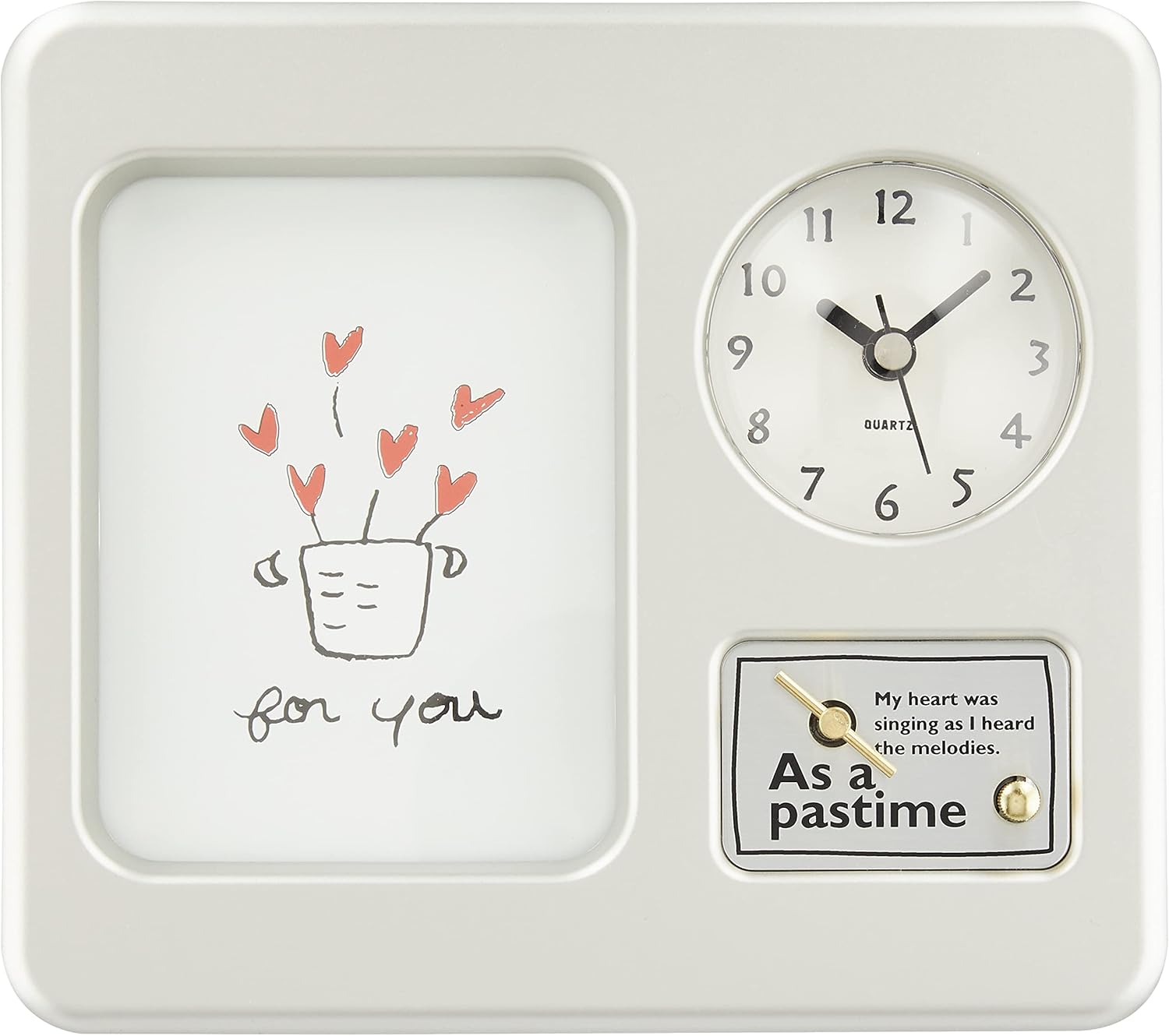 Ikeda 53032 Photo Frame with Music Box, Crystal Square, Silver, One of the World Flowers (SMAP) 53032, Photo Size: Approx. 5.0 x 3.5 inches (12.7 x 8.9 cm)