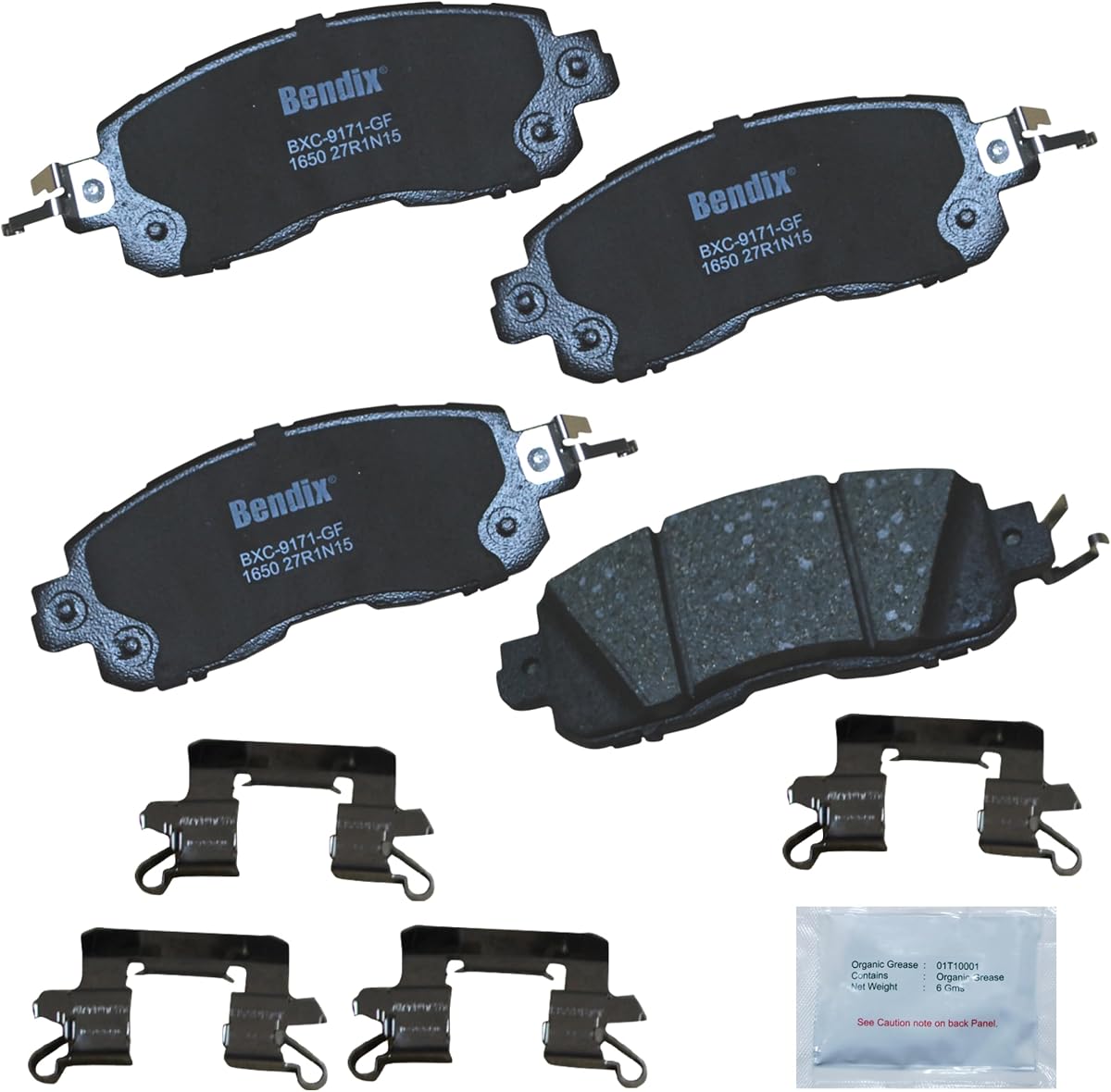 Bendix Priority1 CFC1650 Ceramic Front Brake Pads for Nissan Altima 2024-2013, LEAF 2012-2011, LEAF 2017-2014