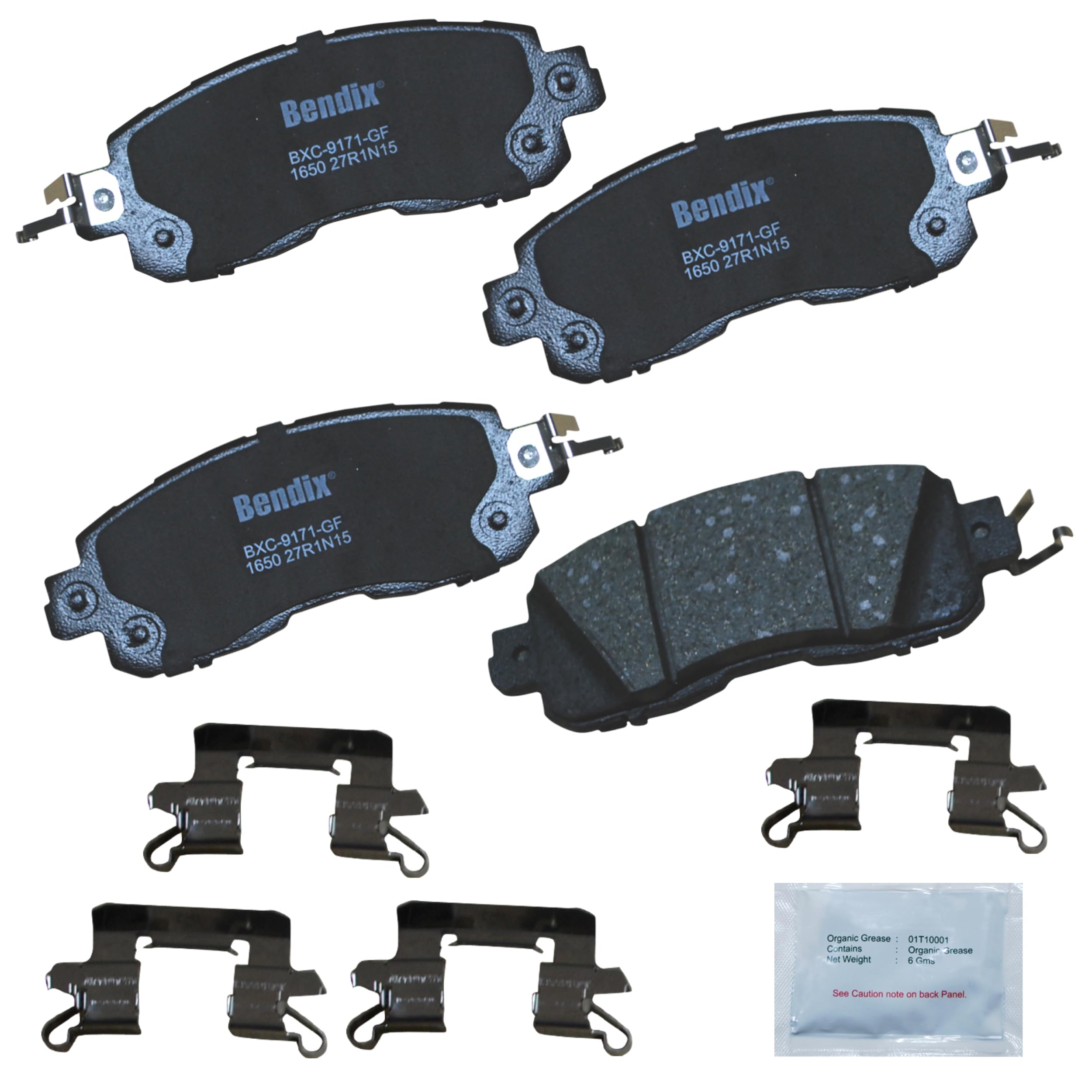 Bendix Priority1 CFC1650 Ceramic Front Brake Pads for Nissan Altima 2024-2013, LEAF 2012-2011, LEAF 2017-2014
