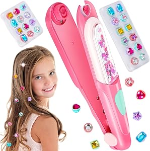 Hair Gem Stamper Kit Bling Hair Jewels for Girls Toys Styling Tool with Reusable Shining Diamonds Birthday Gifts Toys for Girls Ages 5 6 7 8 9 10 11 12