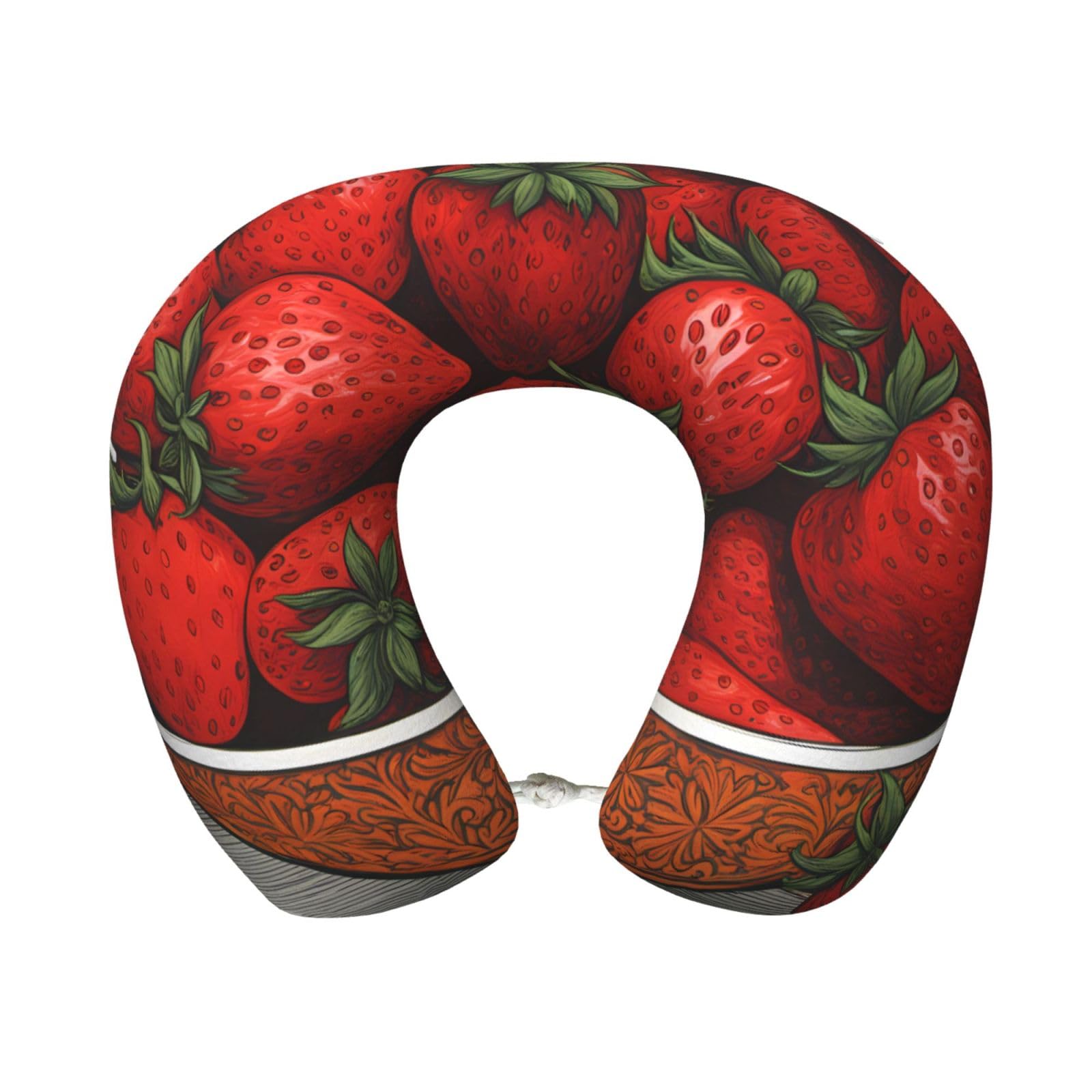 BOAIHH cute strawberries Memory Foam Travel Pillow for Soft Comfort Fits Snugly for Naps Office, and Airplane Use