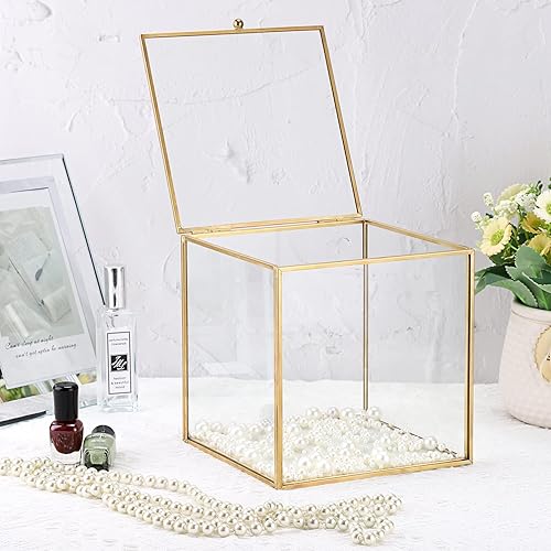 Miniatura 5 de ELLDOO Soporte para cápsulas de café de vidrio dorado, caja de almacenamiento de cápsulas de café con tapa, bolsas de té, paquetes de azúcar,