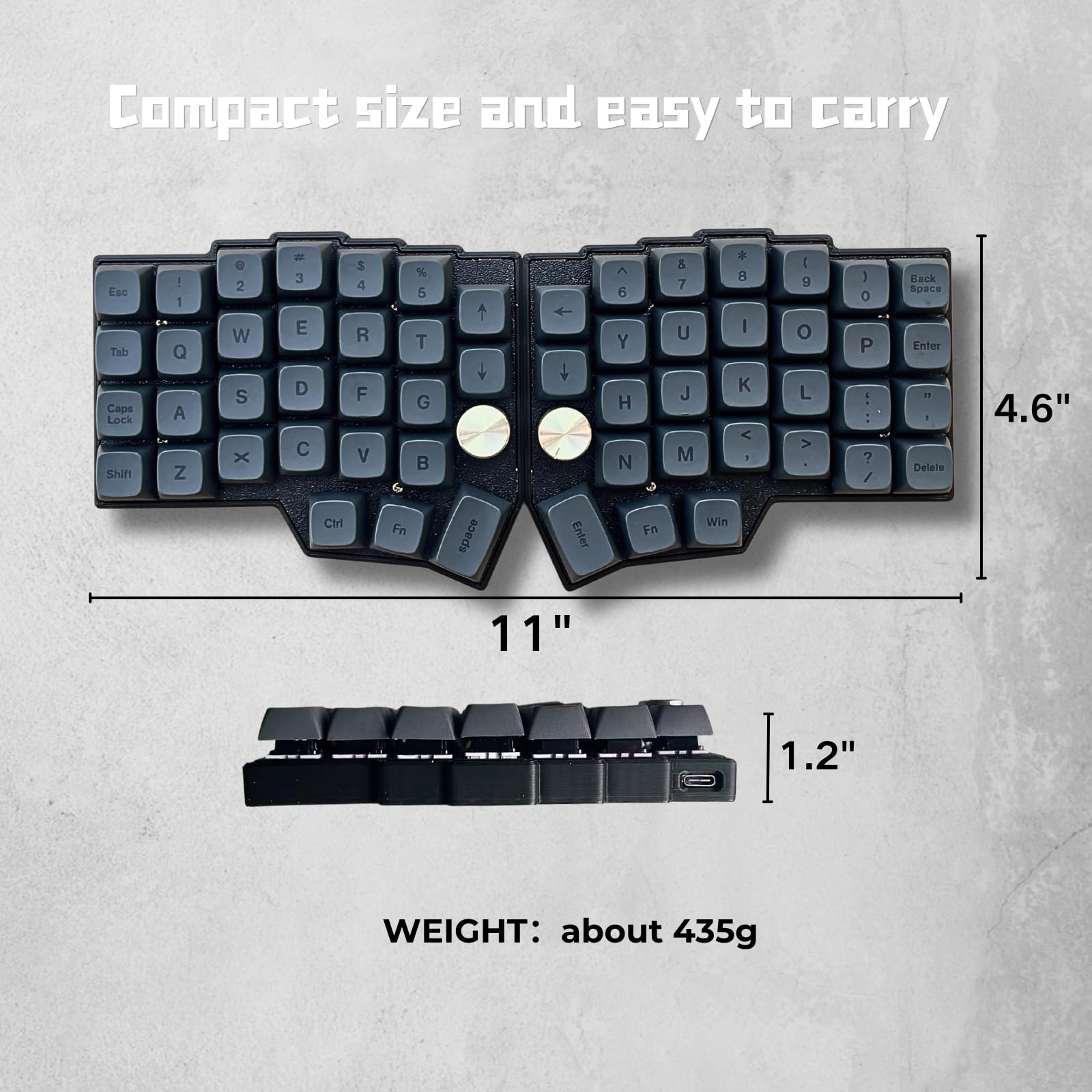 Layout angolare a 46 tasti con manopole, tastiera meccanica ergonomica cablata, 60% Orthol inear Layout, hot-swap, RGB, supporto per rimappatura fiale, interruttori lineari pre-lubrificati