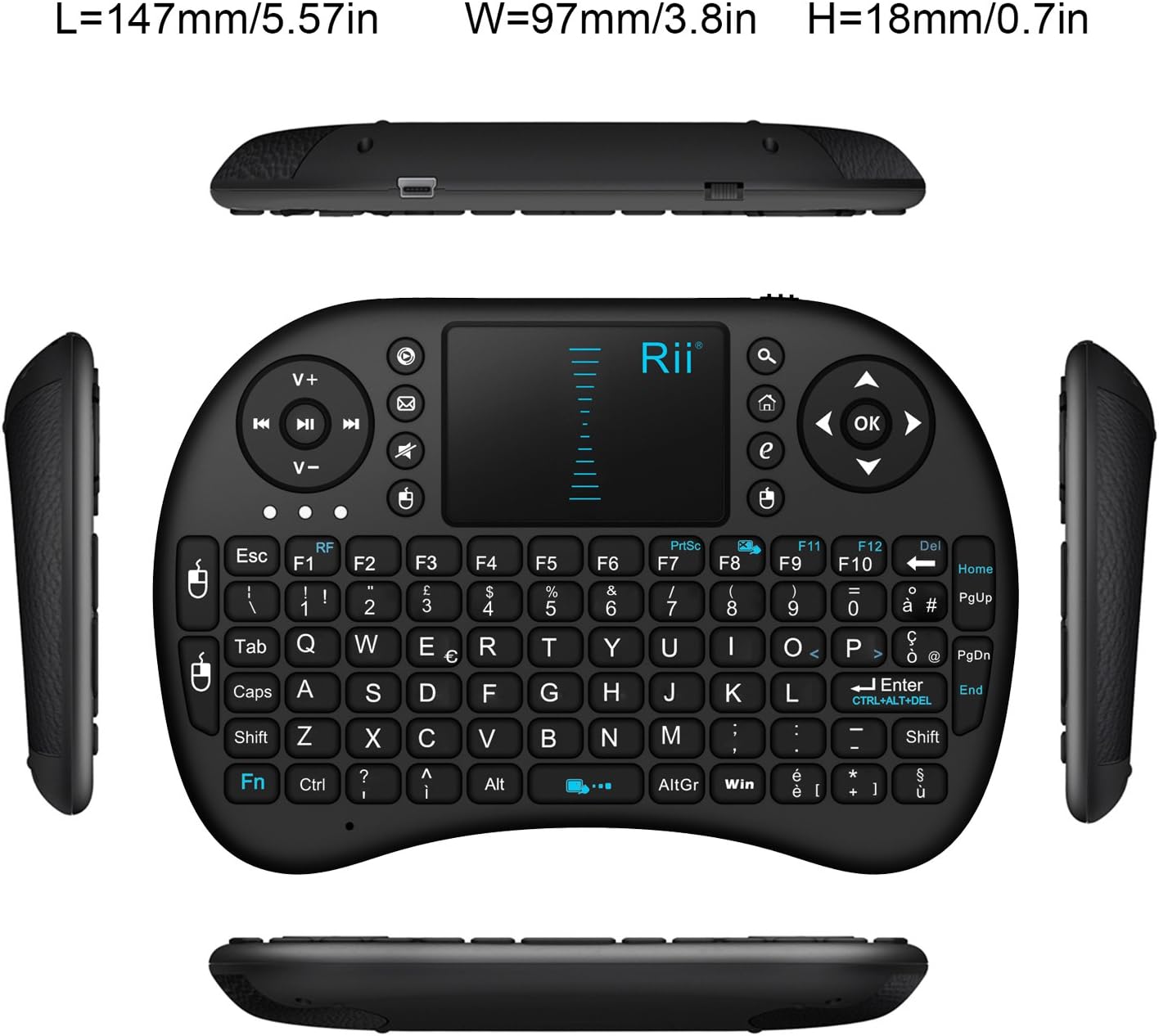 Rii Mini i8 2.4GHz Multi-media Portable Wireless Handheld Mini Keyboard with Touchpad Mouse