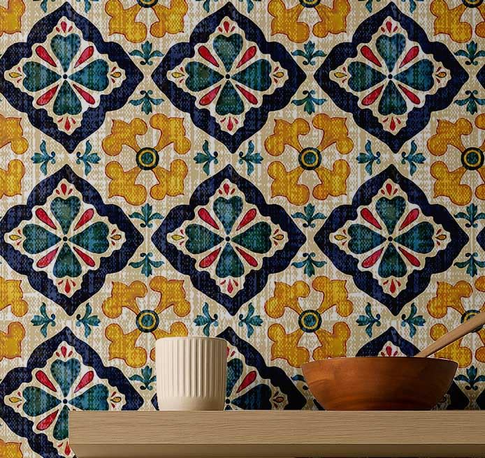 Papier peint floral jaune autocollant vinyle texturé amovible S4Sassy pour entrée 63.5x152.4 cm