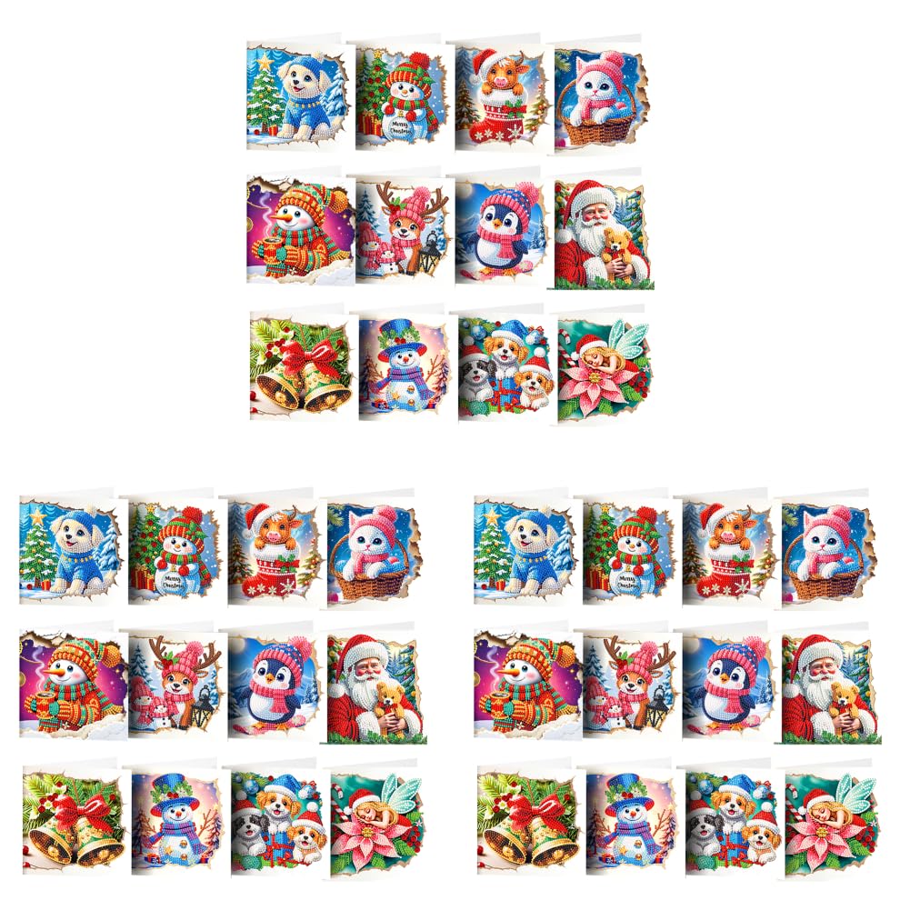 Set di biglietti di auguri natalizi fai -da -te con strass for le cartoline a mosaico di diamanti for compleanni e festa