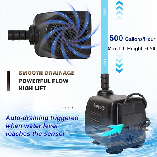 Miniatura 4 de Bomba de fuente automática con sensor de nivel, pequeña bomba de agua sumergible de 110 V para estanque, acuarios, pecera, hidroponía, PM06