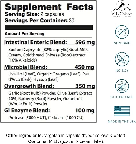 Miniatura 2 de Mt. Capra CandaCleanse Soporte para el crecimiento excesivo, suplemento de salud digestiva con potentes nutrientes que incluyen ácido caprílico,
