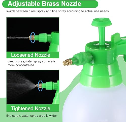 Miniatura 10 de Nuogo 3 pulverizadores de bomba de mano de 0.5 galones, rociador manual de jardín de 2 litros, botella rociadora de presión con boquilla de latón