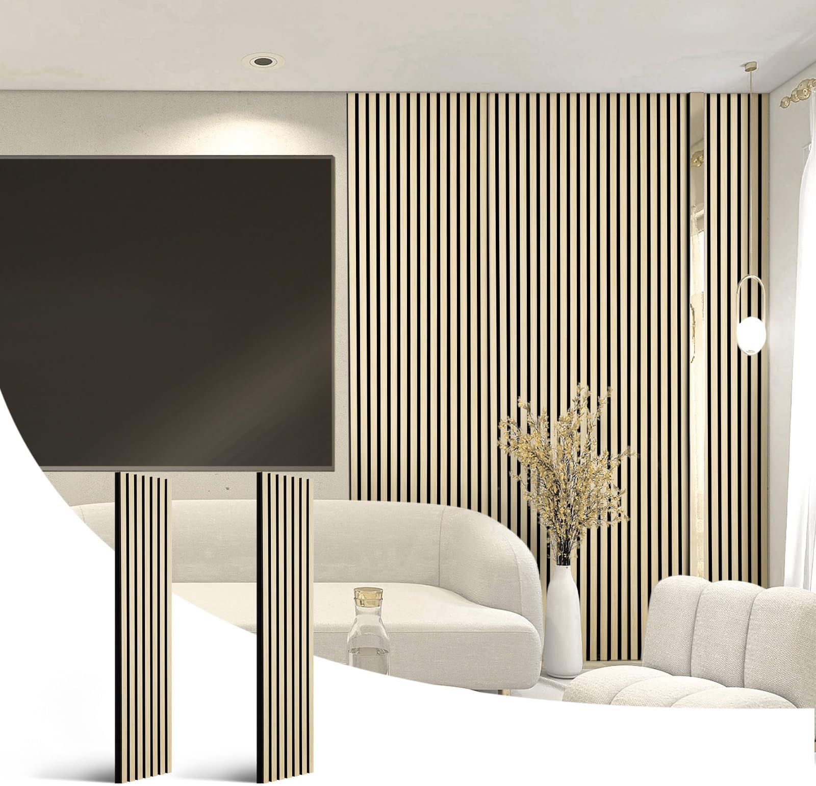 2Pcs Wood Wall panels, 120cm×28.5cm Wood Slat Acoustic Panels Sound Absorbing,Noise Sound Dampening Panels for Living Room,Bedroom, Studiio,Office, Oak