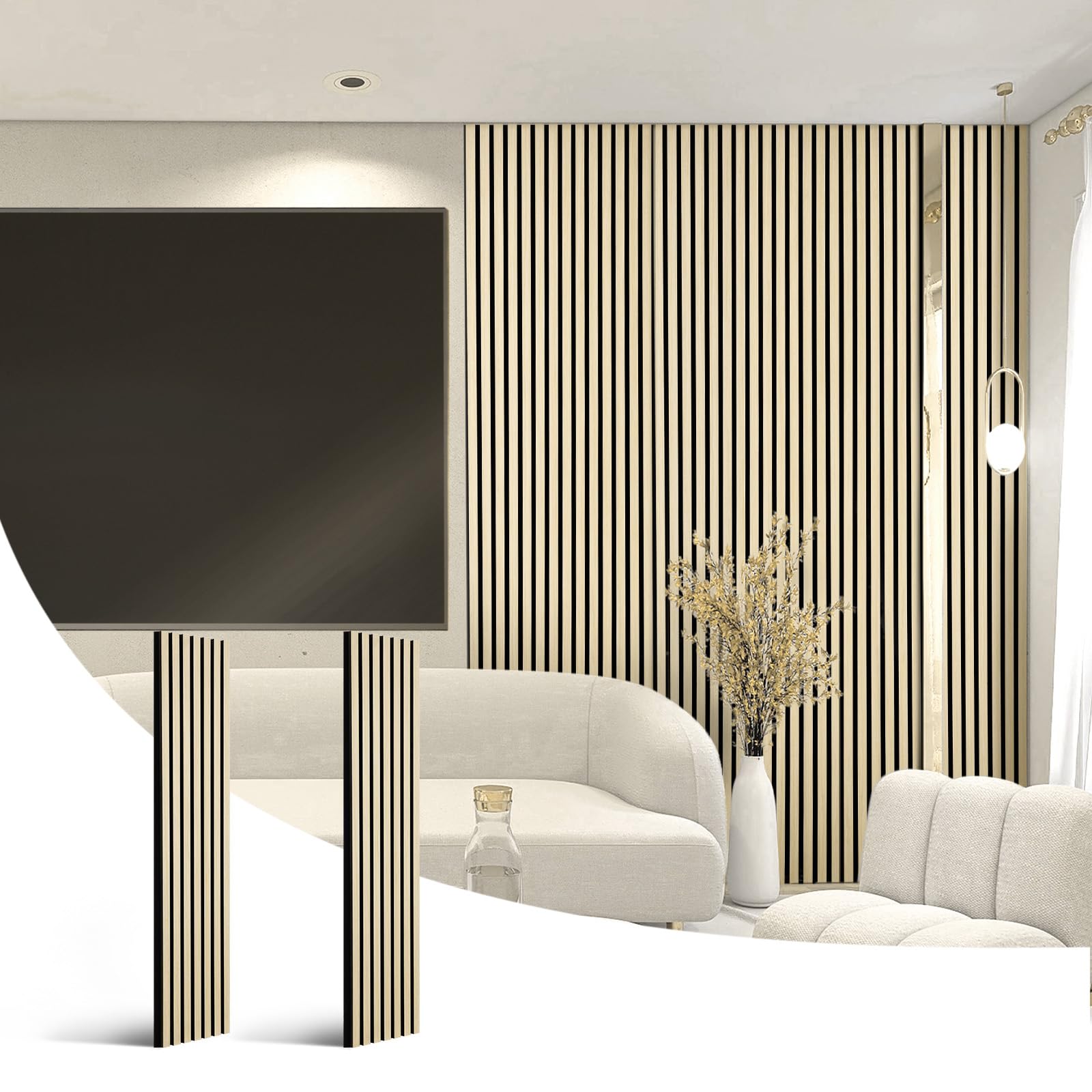 2Pcs Wood Wall panels, 120cm×28.5cm Wood Slat Acoustic Panels Sound Absorbing,Noise Sound Dampening Panels for Living Room,Bedroom, Studiio,Office, Oak