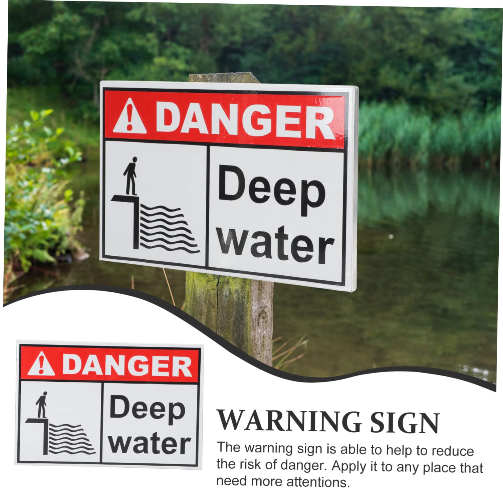 Didiseaon 3 Piezas De Señal De Identificación De Peligro De Profundidad De Agua Señal De Prohibición De Entrada De Stop es De Seguridad De Precaución Para De
