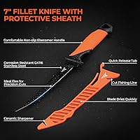 Vista 6 de KastKing ToughTide Kit de Herramientas de Pesca, Báscula Digital Recargable con Agarre de Labios y Cinta Métrica, Cuchillo de Filete de 7 pulgadas