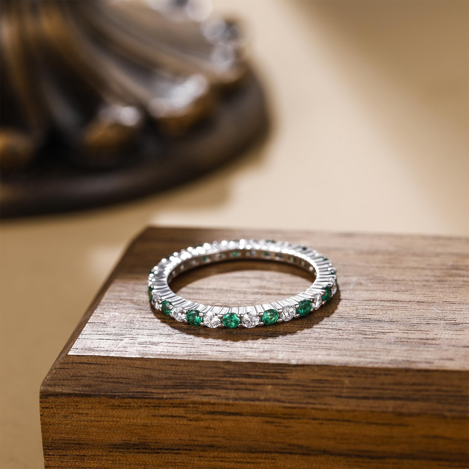 SHINYSO 925 Sterling Silver Rings for Women Thin Stacking Birthstone Ring Full Cubic Zirconia Eternity Engagement Wedding Band Size 4-10 - Image 2