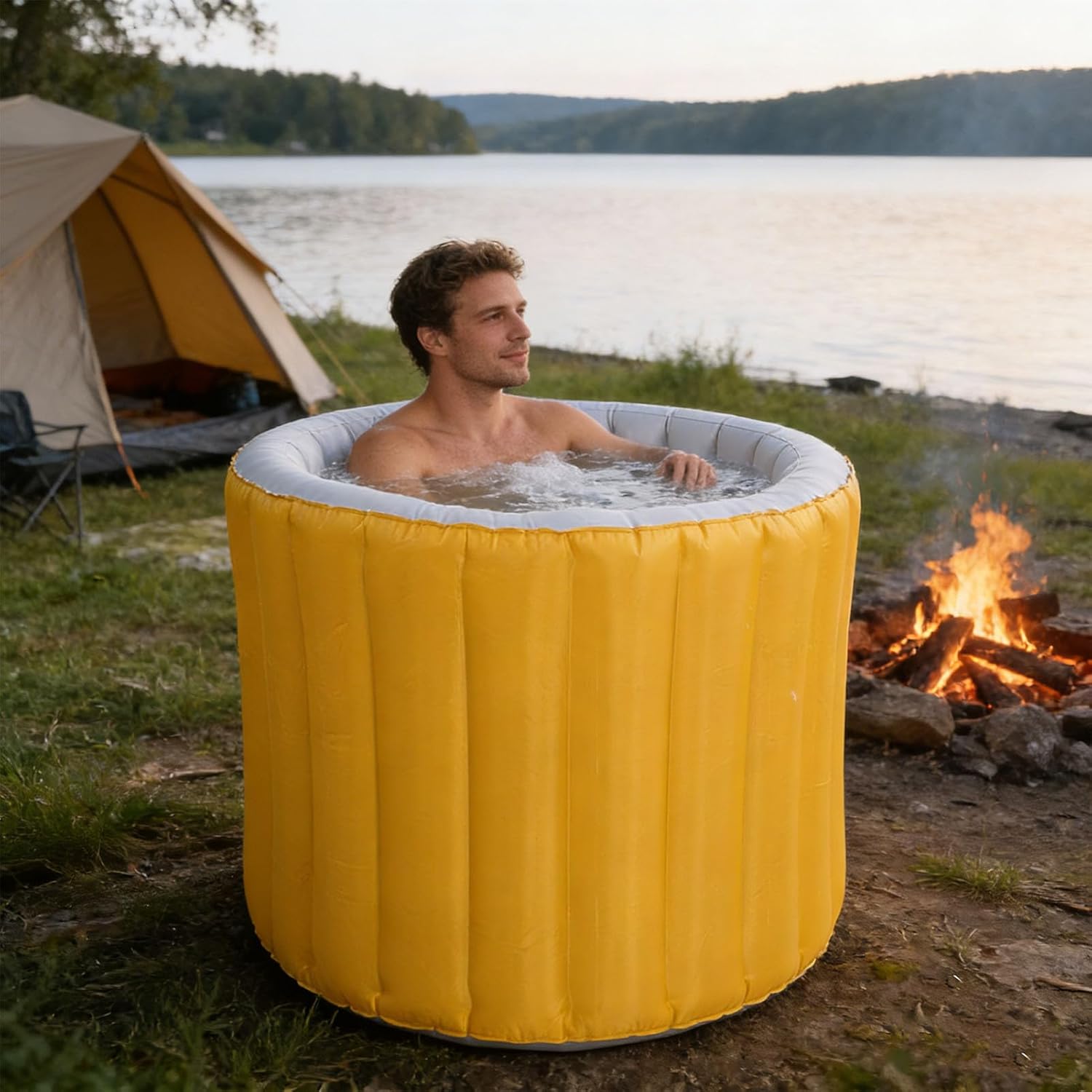 AUNMAS Portable Bath Tub for Adults, Foldable Inflatable Soaking Bath Tub with Pump for Home Bathroom Camping Spa