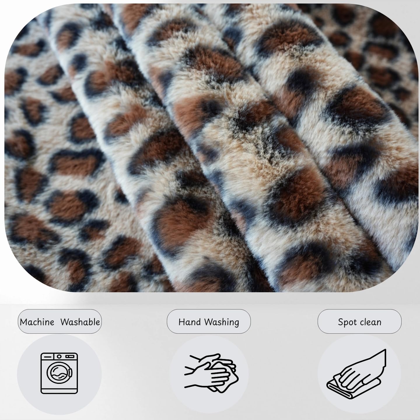 Leopard Print Area Rug Small, Classic Brown Faux Fur Rug Plush Soft, Neutral Animal Print Accent Rug for Living Room Bedroom Nursery, Non-Slip Cozy Bohemian Decor (2'7" x 3'11")