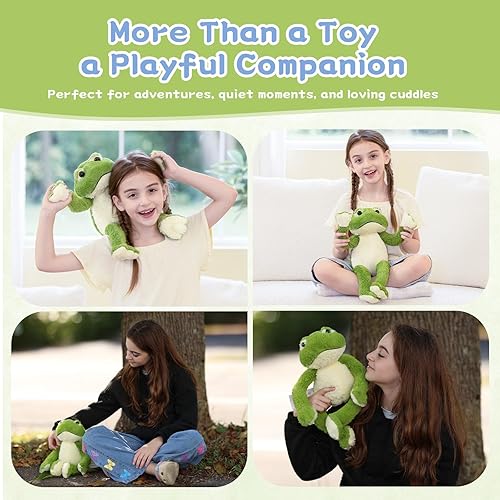 Miniatura 3 de Muiteiur Peluche de rana de peluche de 17.7 pulgadas, lindo juguete suave de rana con vientre blanco, juguete de peluche de rana de peluche, regalo