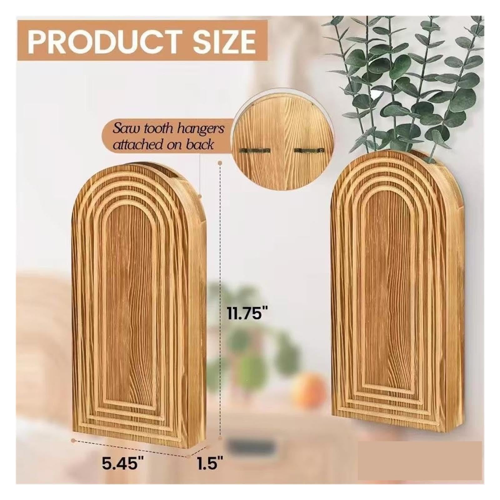 Dekorative Vase aus massivem Holz zur Wandmontage Für Haushalt